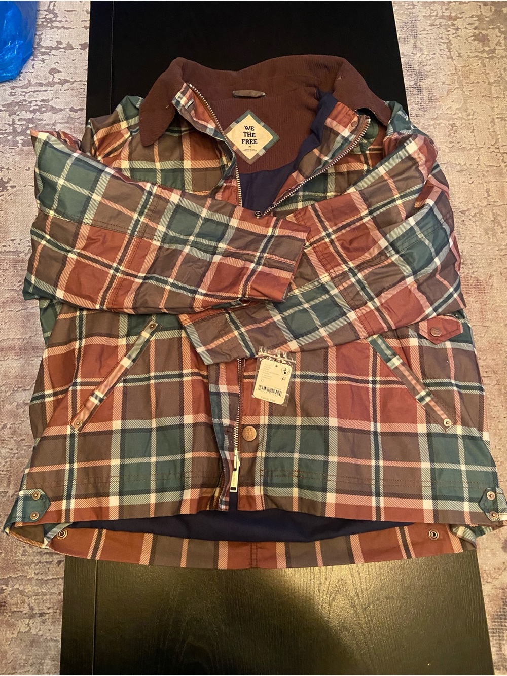 We The Free Men’s Plaid Shirt Jacket in Brown, Green and Cream
